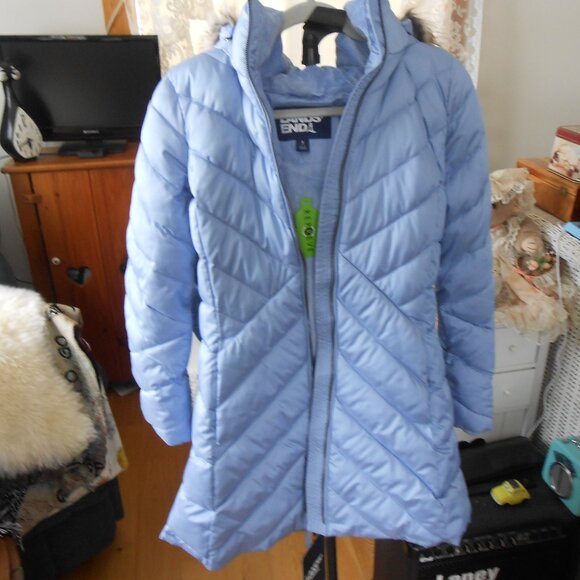 LANDS END COAT-INSULATED PLUSH LINED-WOMEN'S SIZE SMALL-SOFT BLUE - Picture 1 of 8